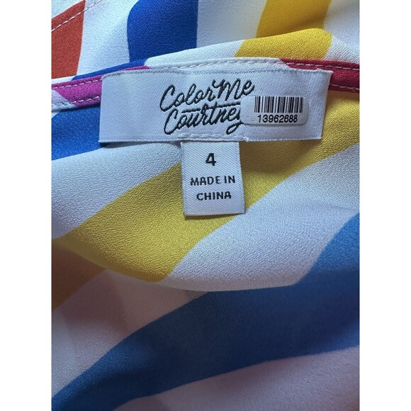COLOR ME COURTNEY Holly Ruffle Colorful Rainbow Crop Top 4 - Picture 7 of 12